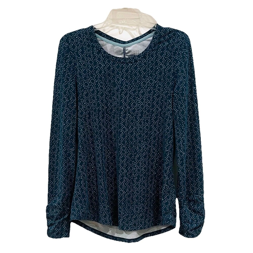 Title Nine Grace 2.0 Long Sleeve Top Trellis Athletic Tee Sz Medium Teal Blue